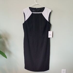 Jones New York Black Midi Dress with White Shoulder Panels